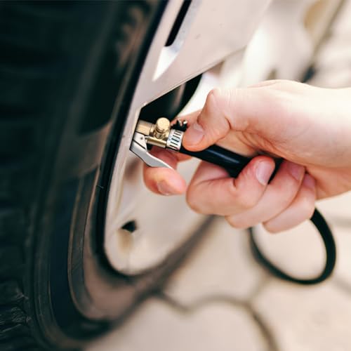 Image of SOLUSTRE Quick Clip Inflatable Nozzle - 2-Pack Copper Tire Inflator Adapter 1.77X1.18X0.78 Inches Secure Connection for Car Tire Air Compressor Accessories