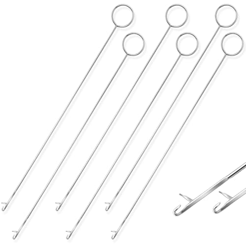 joaoxoko Loop Turner Sewing Tool with Latch Hook - 6-Piece Stainless Steel Fabric Turner Kit for DIY Quilting Thick Material Flipping (10.4 Inch) (6)