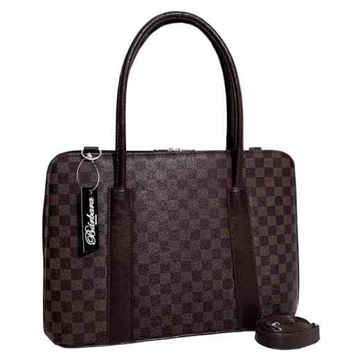 Maleta Executiva Feminina Pasta Notebook Tablet Bolsa Social Casual Laptop Ombro Transversal 14 15 15.6 15,6 16 17 Polegadas (Marrom-xadrez, Extra-Grande)