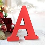 AOCEAN 6 Inch Red Wood Letters Unfinished Wood Letters for Wall Decor Decorative Standing Letters Slices Sign Board Decoration for Craft Home Party Projects (A)