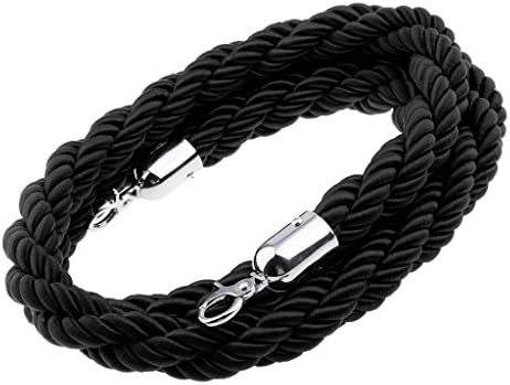 Almencla 2m, Twisted Rope Crowd Control Stanchion Post Queue Line Barrier 4 Colors - Black, 2m