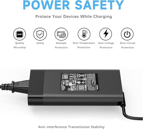 Image of 200W AC Charger Fit for HP Original Omen Pavilion 15 16 17 Victus 15 16 Zbook 15 17 ZBook Fury Create Studio Envy 15 2020 TPN-DA10 Gaming Laptop Power Adapter Supply, Black