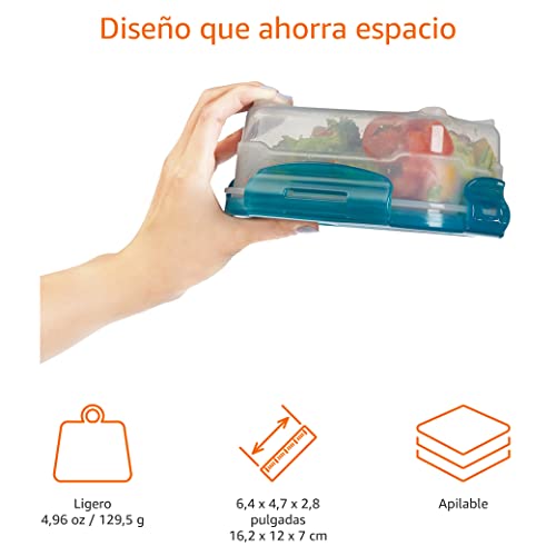 Miniatura 5 de Amazon Basics Contenedores Herméticos Sellados Con Tapa De Plástico Sin Bpe, Apilables Y Aptos Para Frigorífico Congelador, Para Microondas Y Lavavajillas. Conjunto De 3 Piezas De 0.6 L, Azul Claro