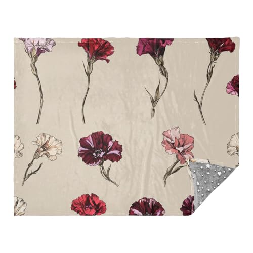 Manta de flores de Dianthus para sofá, manta grande y acogedora para sofá, manta para sofá y mantas de 50 x 70 pulgadas, manta para adolescentes