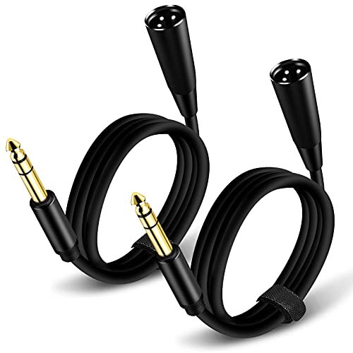 1/4 Inch TRS to XLR Cable 10Ft 2pack, 6.35mm Male to XLR 3 pin Male Balanced Cable,for Microphone, Audio Mixer, Speaker, Studio and More