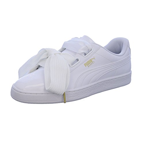 PUMA Basket Heart Patent Wn's, Zapatillas de Deporte, White White, 39 EU