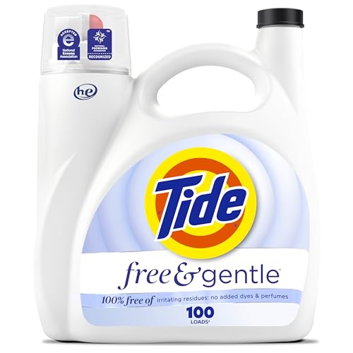 Tide Free & Gentle Liquid Laundry Detergent, 100 Loads, 132 fl oz, Tide Laundry Detergent, Clean...