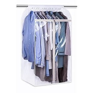 KEETDY 43″ Hanging Garment Bags for Closet Storage Large Clear Window Hanging Clothes Storage Garment Rack Cover Coat Protector for Suit, Wardrobe, Bottom Enclosed