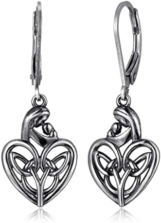 Morgan & Paige Mother and Child Celtic Knot Dangle Earrings for Women - 925 Sterling Silver Drop Earring Design, Lightweight and Hypoallergenic for Sensitive Ears with Secure Clasp