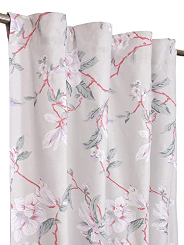 Image of LINENWALAS Cotton Back Tab /Apron Semi Sheer Curtains Semi Sheer Curtains For Door Set Of 2, Linen Textured Doors For Home Decor, Hangs Elegantly With Back Loops (4.5Ft X 7.5 Ft, Vintage Floral)