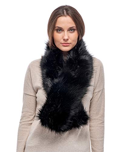 Futrzane Classic Echarpe - Écharpe en Fausse Fourrure pour Femme - Col Amovible (Noir Classic)
