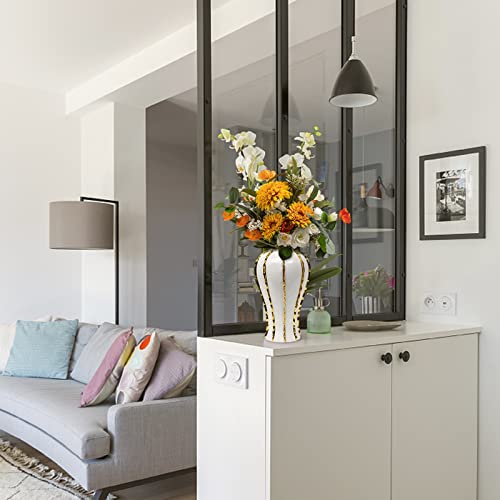 Leefasy Porcelain Ginger Jar Handicraft Ornaments Organizer Display Decorative Accessories With Lid Ceramic Flower Vase For Storage Tank Home Desk, L #TOP3