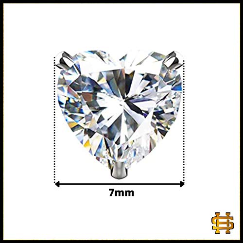 Image of HIGHSPARK 925 Silver Solitaire Stud Earrings | 92.5 Sterling Silver & Round Brilliant Cubic Zirconia Tops for Men Women