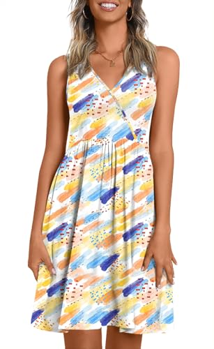 Image of CATHY 2026 Womens Casual Dress Summer Sleeveless Dresses V Neck Wrap Sexy Sundress with Pockets S-2XL