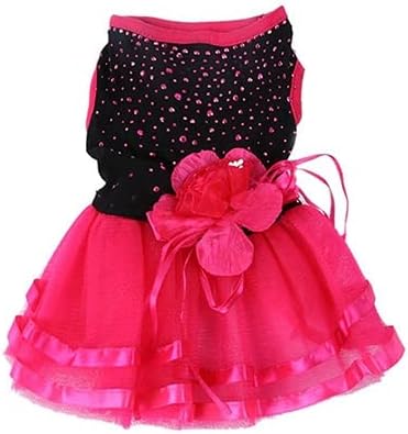 Miniatura 2 de Bluelans Vestido de tul para perro, ropa para perros pequeños y niñas, ropa para gatos, vestido de tutú de gasa con flores de rosas, falda para