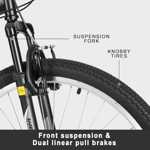 Image of WEIZE Mountain Bike, 24 26 27.5 inch Outdoor Cycling Bike,18-Speed /High-Carbon Steel /Dual Full Suspension, Adjustable Ergonomic Seat for Men Women Adult, MTB Bicycle with Suspension Fork