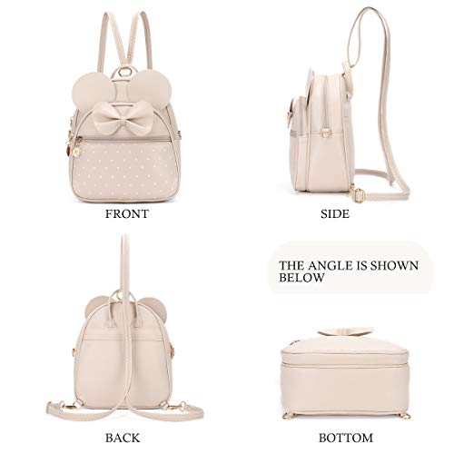 Girls Bowknot Polka Dot Cute Mini Backpack Small Daypacks Convertible Shoulder Bag Purse For Women (Khaki) #TOP4