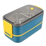 Alipis Caja Contenedor Divisores Compartimento Escuela Microondas con Preparación para Almacenamiento Acero Inoxidable Interior Estilo Frutas Bpas Adultos Seguro Tintes Químicos Vajilla