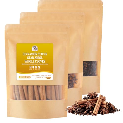 52USA Cinnamon Sticks, Cloves, Star Anise - 4oz Each, All