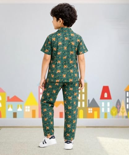 Image of 3BROS Unisex Pure Cotton Short Sleeve Kids Night Dress for Boys & Girls Nightwear /Sleepsuit /Sleepwear /Loungewear Night Suit for Boys and Girls Top and Pyjama Combo Set