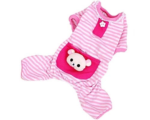 S-Lifeeling Puppy Clothes Dog Coat Jumpsuit Comfy Dog Pajamas Dog Shirt Stripes Pet Dog Clothes #TOP6