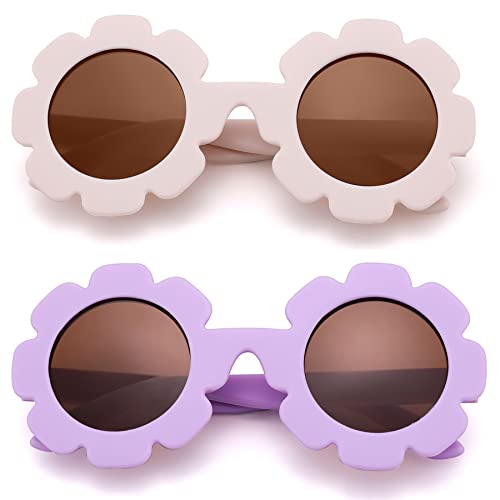 Image of Hycredi Flexible Bendable Flower Baby Polarized Sunglasses with Strap for Newborn Infant Girls Age 0-24 Months