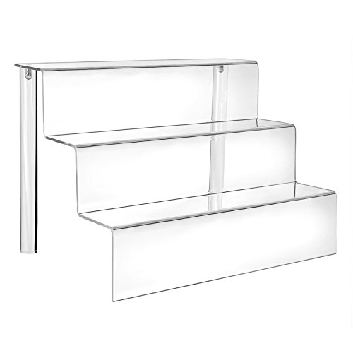 HESIN Acrylic Risers 9-inch W by 6.25-inch D Three-Tier Acrylic Step Display for Decoration and Organizer (1 Pack)