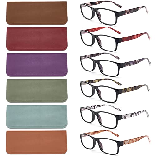 BLS BLUES Reading Glasses for Women/Men Blue Light Blocking, Computer Readers Anti Migraine/Eye Strain Blocker Eyeglasses 6 Packs with Soft Case (Mix1 2.5)