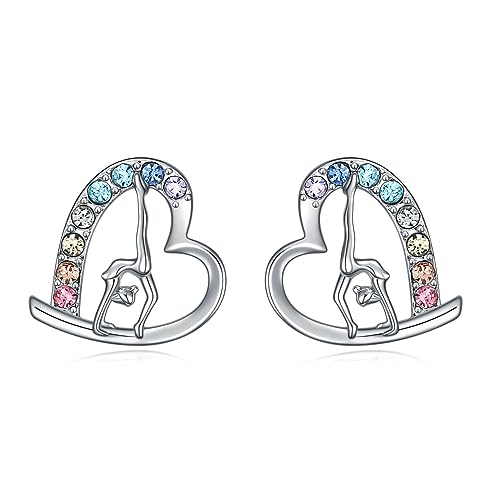 Girls Gymnastics Stud Earrings Gifts,Gymnastics Gifts For Girls Rainbow Dance Recital Gift...