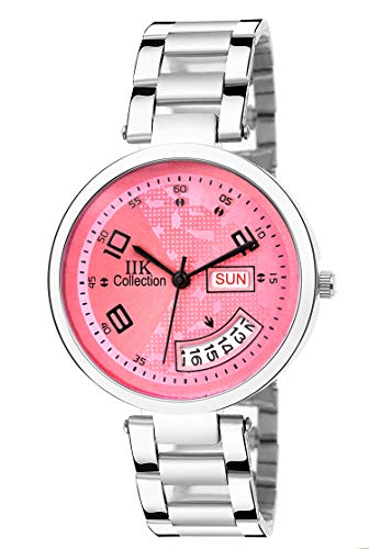 Image of IIK COLLECTION Round Dial Stainless Steel Bracelet Chain Analogue Day & Date Functioning Watch For Women And Girls, Dial Color-Assorted