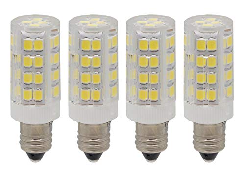E11 LED Light Bulbs 4W(35W 40W Halogen Lamp Equivalent) Cool White 6000K for Home Ceiling Fan Lighting, T4 /T3 JD E11 Mini Candelabra Base,52LED 2835SMD,Pack of 4