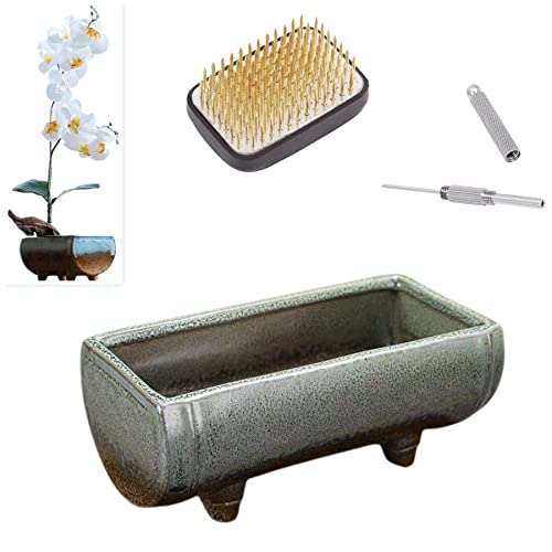 Japanese Flower Frog Ikebana Vase Kit, Ceramics Flower Container (6.7