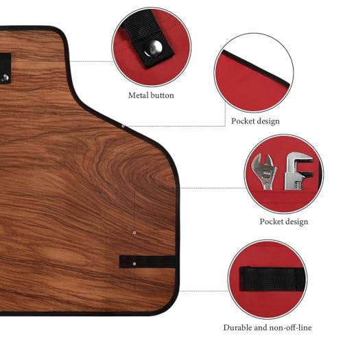 Delantal oscuro con textura de madera unisex ajustable miniatura 3
