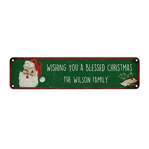 Plaque en métal de qualité supérieure Wishing You A Blessed Christmas vintage
