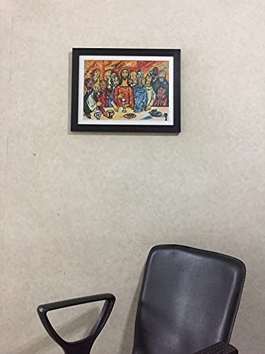 Image of Decoratus� *A Monumental Reinterpretation of Leonardo Da Vinci's Last Supper* (1990)- Painting by F. N. Souza, Wall D�cor Frame. Matt Satin Print with MDF & 2 inchPS Black Frame. Size 16 inchx21 inch