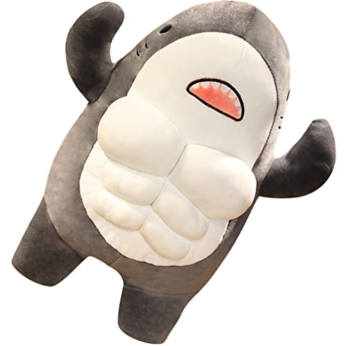 Toddmomy Tubarão De Pelúcia Bicho De Pelúcia Decorativo Macio Tubarão Músculo Almofada Travesseiro E