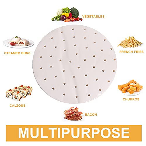Changle 500 Pcs Air Fryer Parchment Paper,8.5 Inches Bamboo Steamer Liners, Premium Perforated Parchment Steaming Papers, Non-Stick Steamer Mat, For Air Fryer, Steaming Basket, Pans, Dumplings. #TOP2