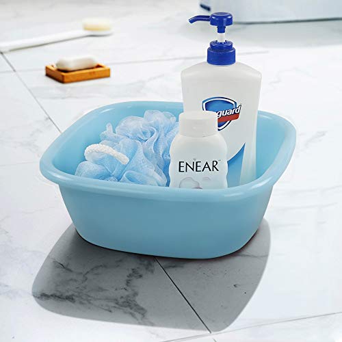 Eudokkyna 8 Quart Small Plastic Basin Set Of 4, Green Blue Wash Pan #TOP2