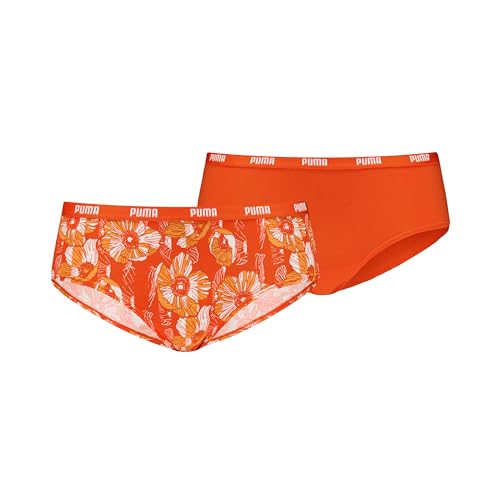 PUMA Women's Printed Hipster Panties, Flame Orange, 36
