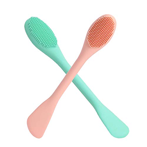 Silicone Face Mask Brush Double-Ended Facial Mud Mask Applicator Brush, 2 in 1 Facial Mask Stiring Stick Face Mask Brush