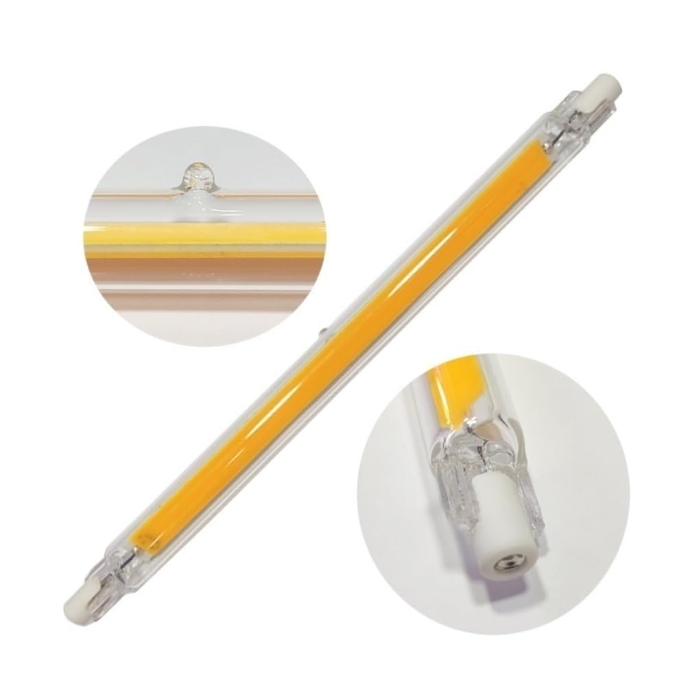 Fengyan Maison Ampoules, Pack de 10, lampe Led R7S COB AC220V 78mm/118mm/189mm 4W/5W/7W/13W/15W, Tube en verre léger à Double extrémité(Natural White,78 * 16mm-5W)