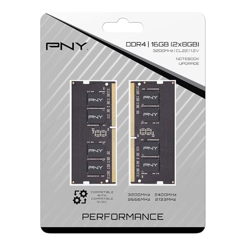 Image of PNY Performance 16GB (2x8GB) DDR4 DRAM 3200MHz (PC4-25600) CL22 (Compatible with 2933MHz, 2666MHz, 2400MHz or 2133MHz) 1.2V Notebook /Laptop (SODIMM) Computer Memory Kit, Pack of 10