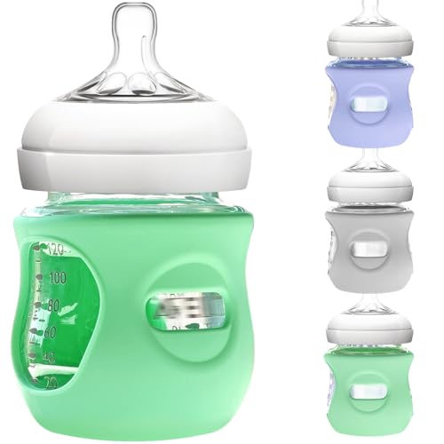 Image of 3 Pack Silicone Sleeve for Philips Avent Glass Bottle - Shatter Proof Natural Silicone Bottle Sleeve for Anti Colic Baby Bottles 8 oz & 4 oz - Anti Flow Sleeve for Infant Bottles