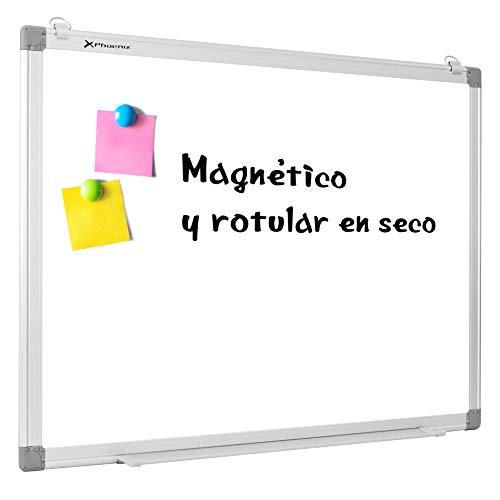Phoenix Technologies - Pizarra Magnética Blanca | Marco de Aluminio Resistente | Superficie Borrado en Seco | Incluye Bandeja para Rotuladores | Fácil Instalación, 60 x 45 cm, Blanca, Aluminio