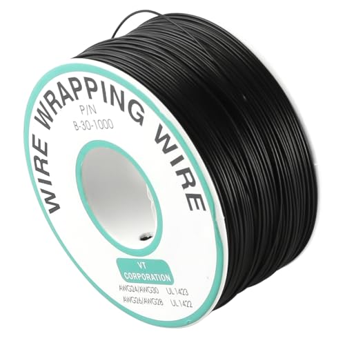 FONGKNOX Filo avvolgente, filo di rame singolo nero, diametro 0,25 mm, cavo di collegamento per circuiti stampati, 2,5 metri, 30 AWG, filo avvolgente