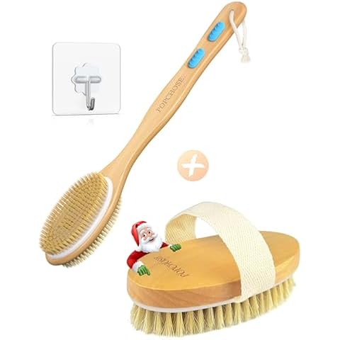 POPCHOSE Dry Brushing Body Brush and Shower Brush with Soft & Stiff Bristles Cover