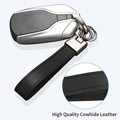 Hamdecro Genuine Leather Key Chain, Universal Car Keychains For Men And Women, Key Fob Holder With Anti-Lost D-Ring, 2 Keyrings And 1 Screwdriver - Black #TOP1