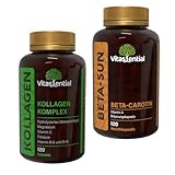 Sommer-Glow & Anti-Aging Set: Marine Kollagen + Beta Carotin Bräunungskapseln – 240 Kapseln Kur – Für straffe Haut, natürliche Bräune, Gelenke & Sonnenschutz von innen – Hochdosiert mit Vitamin C & B-