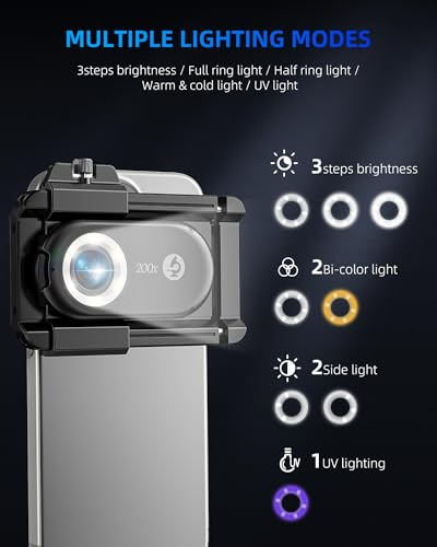 CAMOLO 200X Handy Mikroskop Handy Lupe 200X Telefonmikroskop Cannabis Apexel Mikroskope Handy HD Digital Mikroskop Linse für iPhone Pixel Samsung Xiaomi