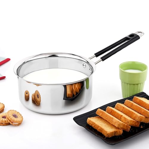 Image of Vinod Stainless Steel Royal Saucepan | 16.5 cm Diameter | 1100 ml Capacity | 18G & 1.5mm Thickness | Even Heat Distribution | Induction & Gas Compatible | Multi-Purpose Cookware